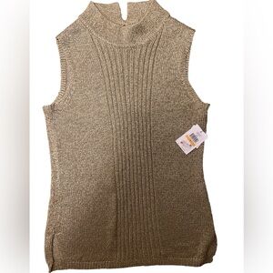 Calvin Klein BNWT gold knit sleeveless Top, Sz Sm